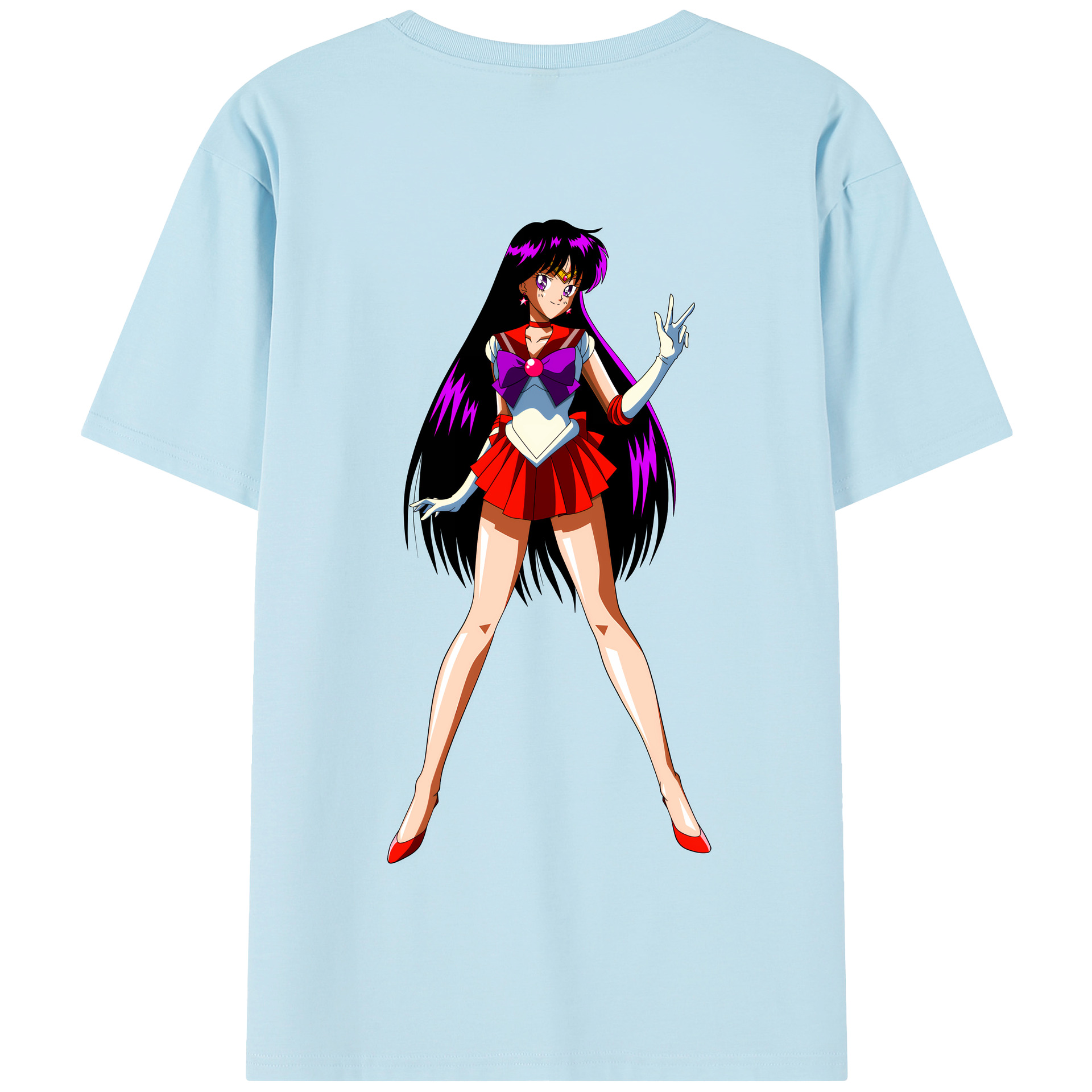 （画像用） 美少女戦士セーラームーン 火野レイ ひの レイ Sailor Moon Hino Rei （セーラーマーズ,Sailor Mars） 綿100％半袖Tシャツ（背面プリント）